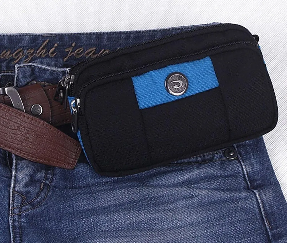 EDC Tactics Military Outdoor Sport Recreation Water Resistant Oxford Waist Fanny Pack Shoulder Messenger Bag Cellphone Pouch Hold Less Than 5.8'' Mobile Phone (Blue)