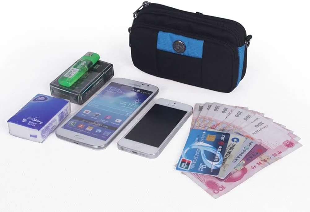 EDC Tactics Military Outdoor Sport Recreation Water Resistant Oxford Waist Fanny Pack Shoulder Messenger Bag Cellphone Pouch Hold Less Than 5.8'' Mobile Phone (Blue)