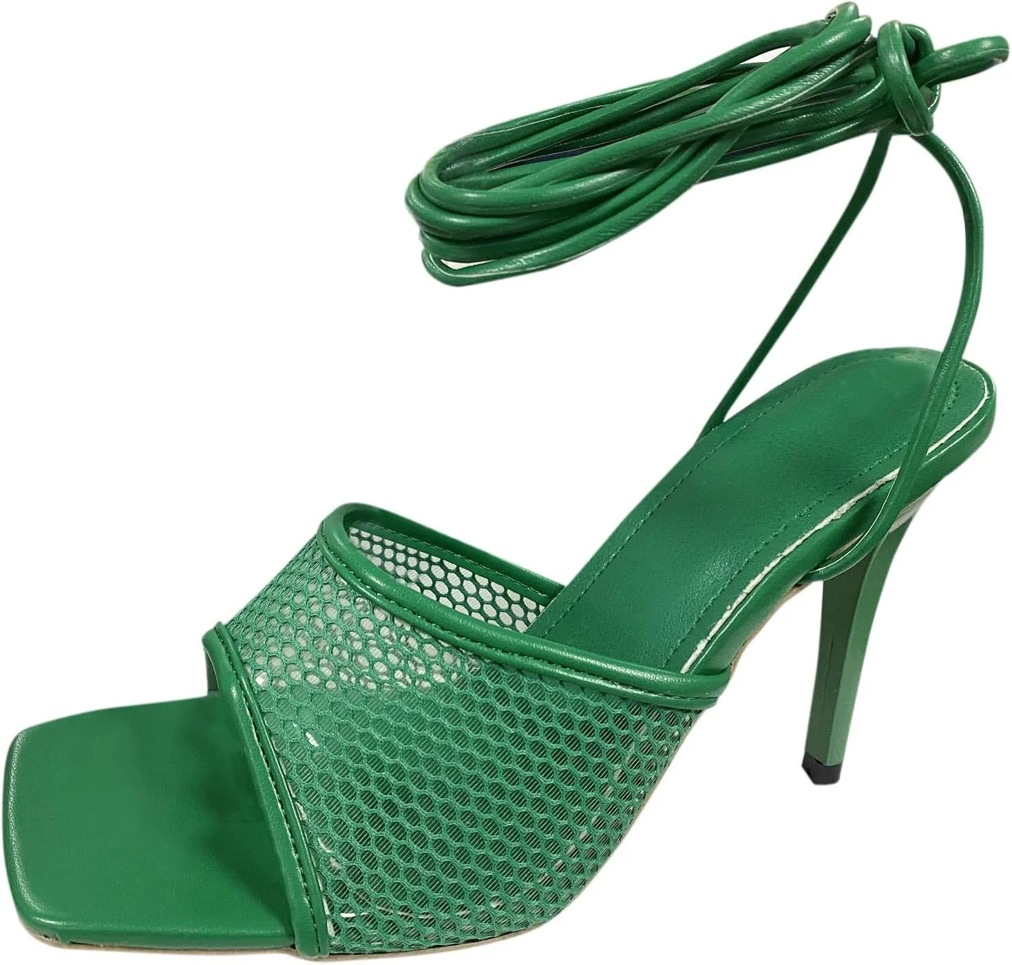 Eduavar Sandals for Women Dressy Summer, Womens Sandals Sexy High Sandals Strap Heel Mesh Solid Sandals Open Toe Comfy Sandals