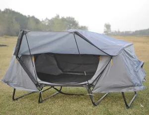 Elevated Camping Cot Tent Combo Set Double Layer Rainproof Outdoor Camping Tent Cot Bed Window with Gauze Storage Bag Design and Sandwich Eva Foam Pad