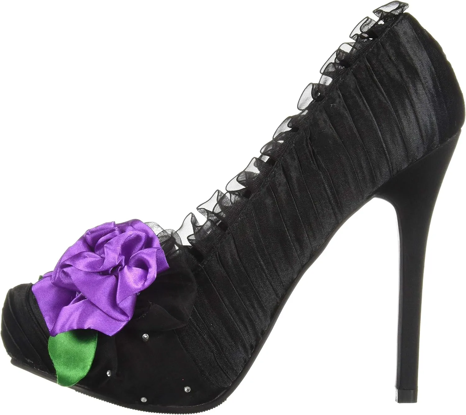 Ellie Shoes 5" Satin Pump with Flower and Rhinestone Decor. Women