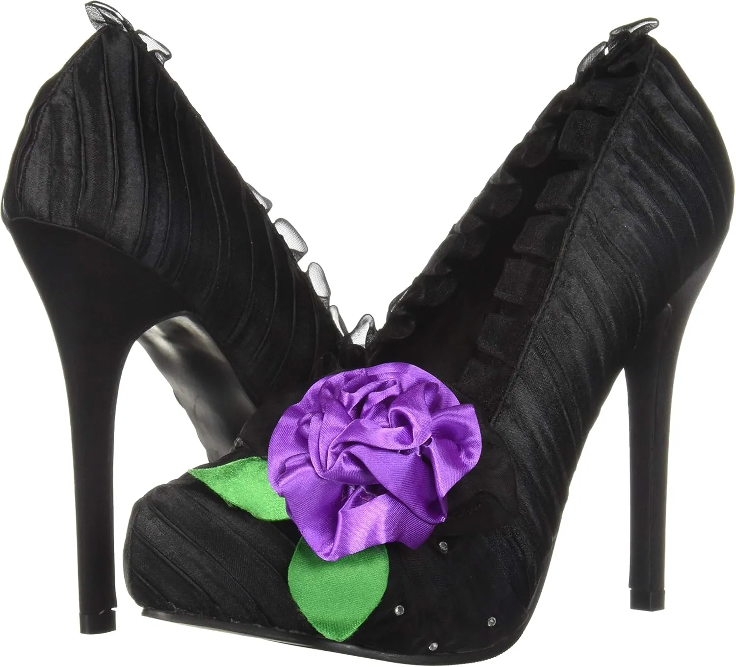 Ellie Shoes 5" Satin Pump with Flower and Rhinestone Decor. Women