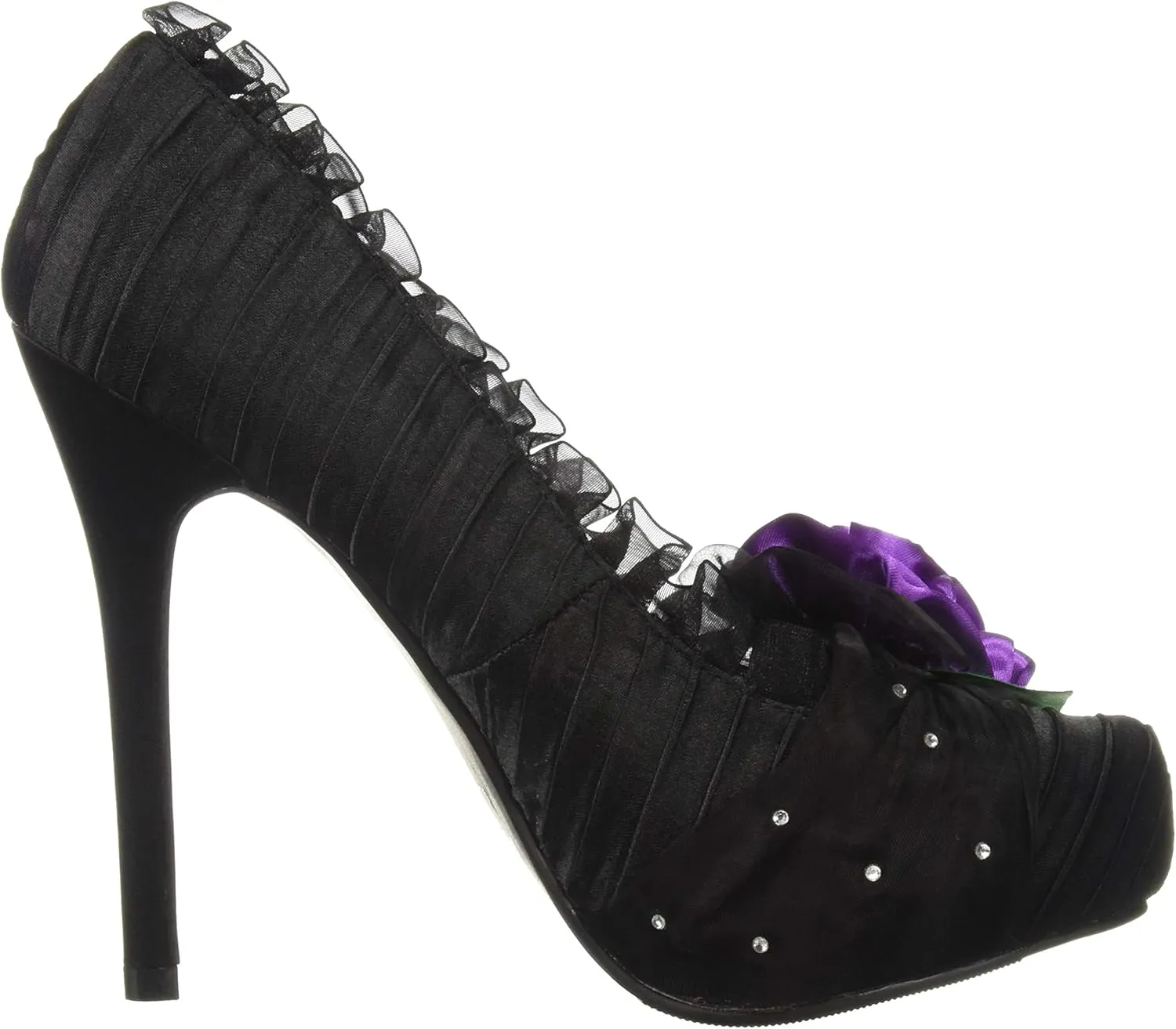 Ellie Shoes 5" Satin Pump with Flower and Rhinestone Decor. Women