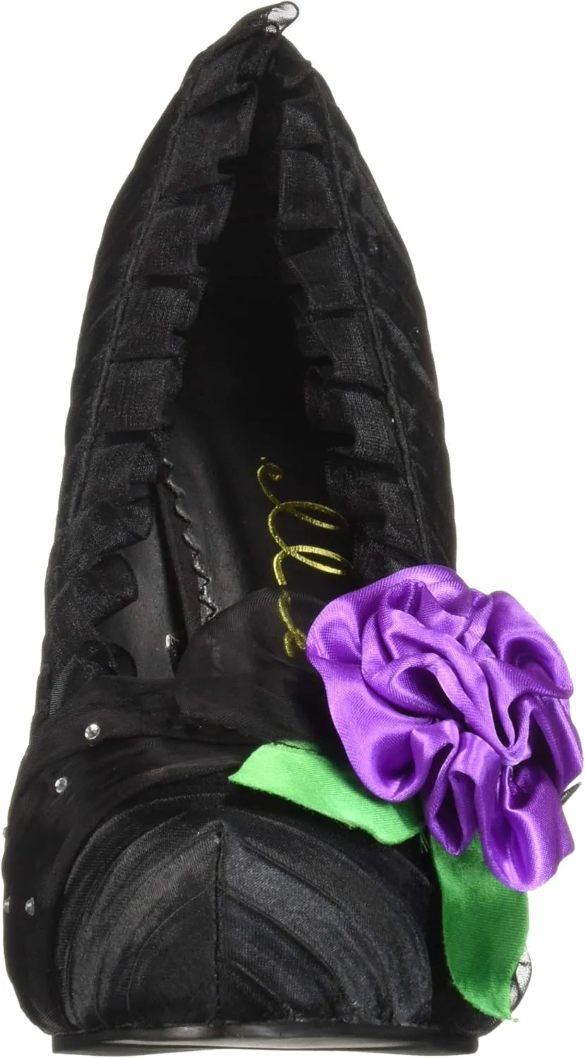 Ellie Shoes 5" Satin Pump with Flower and Rhinestone Decor. Women