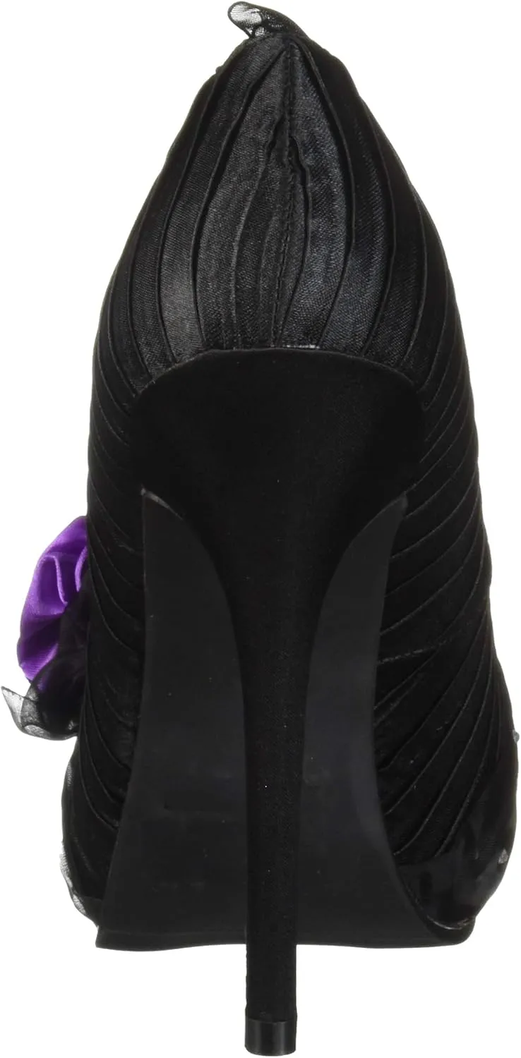 Ellie Shoes 5" Satin Pump with Flower and Rhinestone Decor. Women