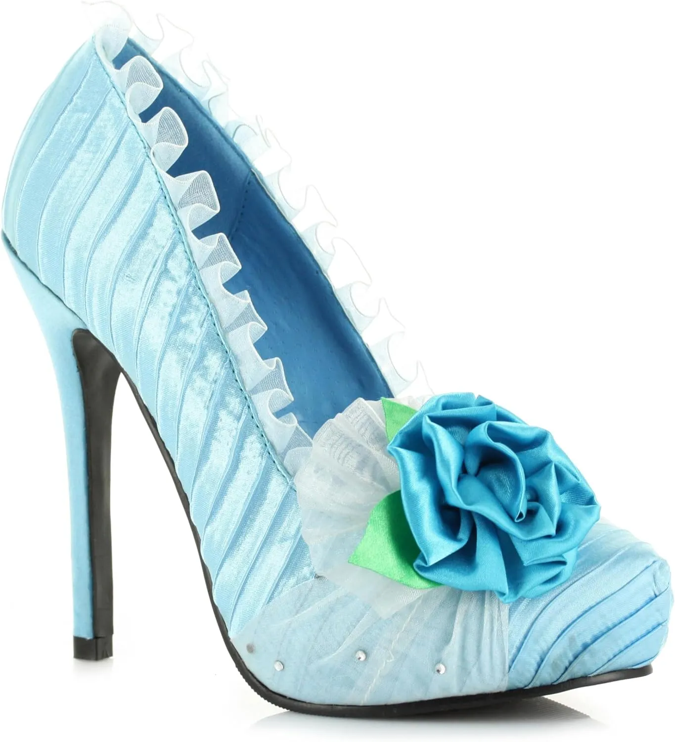 Ellie Shoes 5" Satin Pump with Flower and Rhinestone Decor. Women