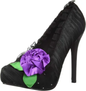 Ellie Shoes 5" Satin Pump with Flower and Rhinestone Decor. Women