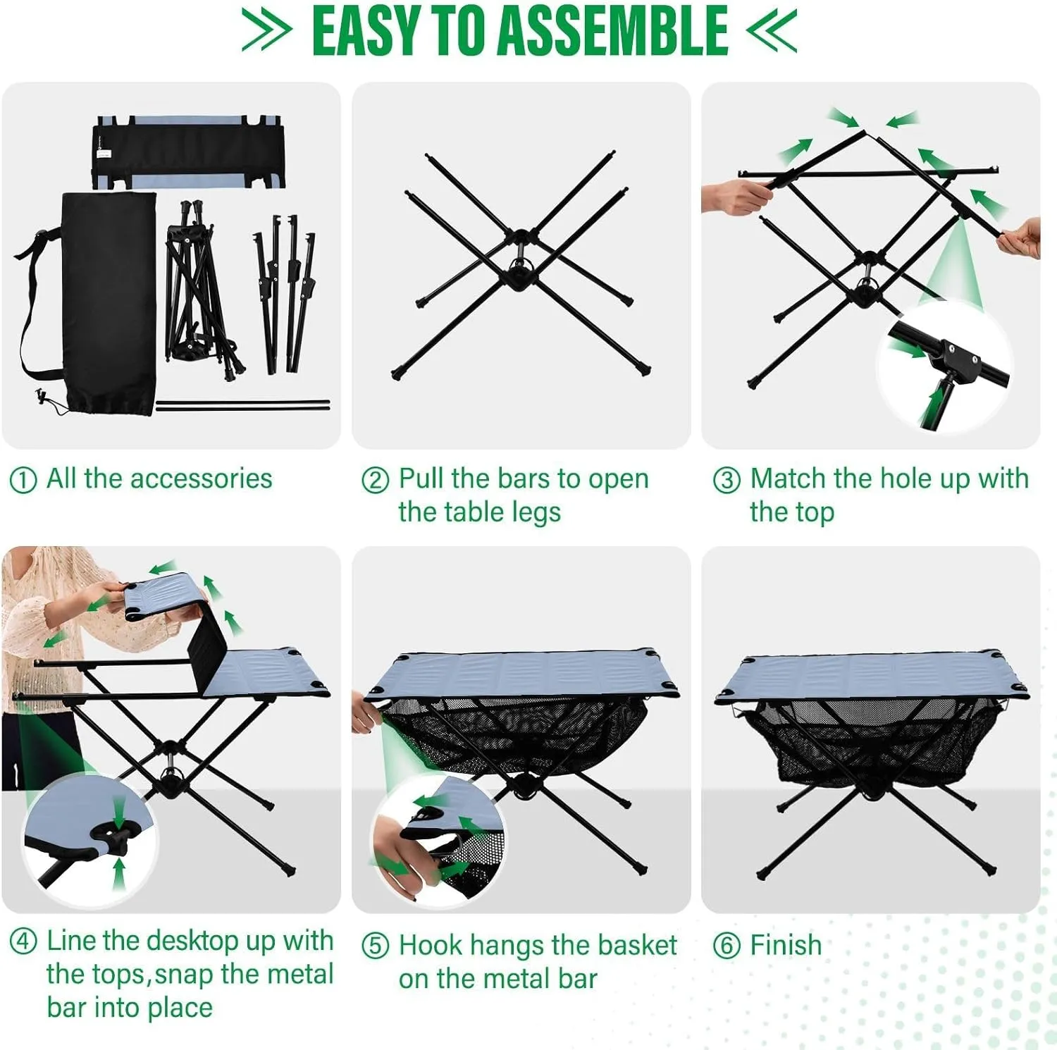Emelivor Lignt Blue Folding Camping Table Portable Beach Table with Carry Bag Small Collapsible Table for Camping Picnic Garden Fishing Hiking