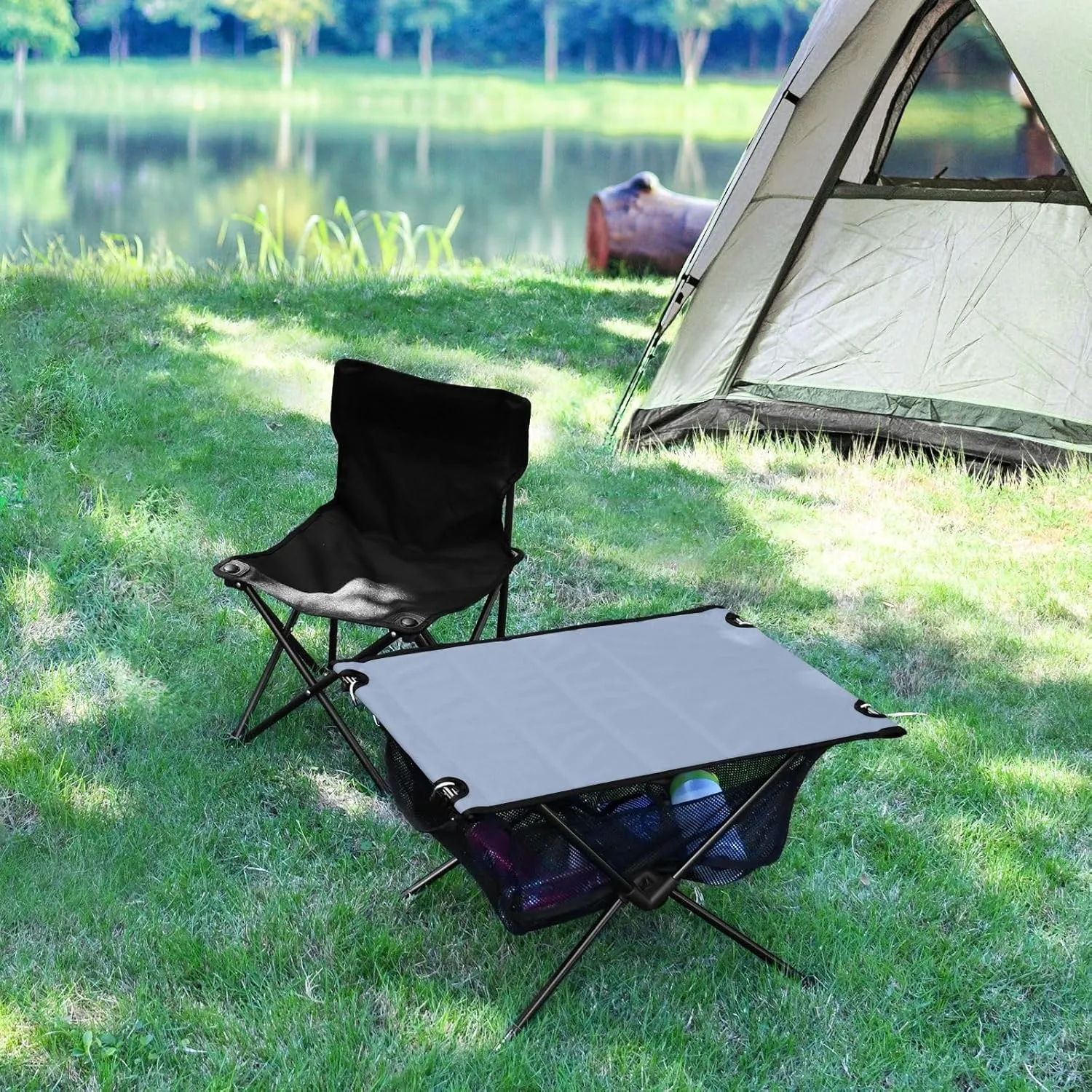 Emelivor Lignt Blue Folding Camping Table Portable Beach Table with Carry Bag Small Collapsible Table for Camping Picnic Garden Fishing Hiking