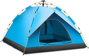Ergocar Camping Tent 210T Oxford Cloth Waterproof Windproof Dome Adults Tent, 2-4 Man Ultraligh Ventilated 2 Doors & 2 Windows Pop up Tent for Family Long Trip, Hiking & Fishing