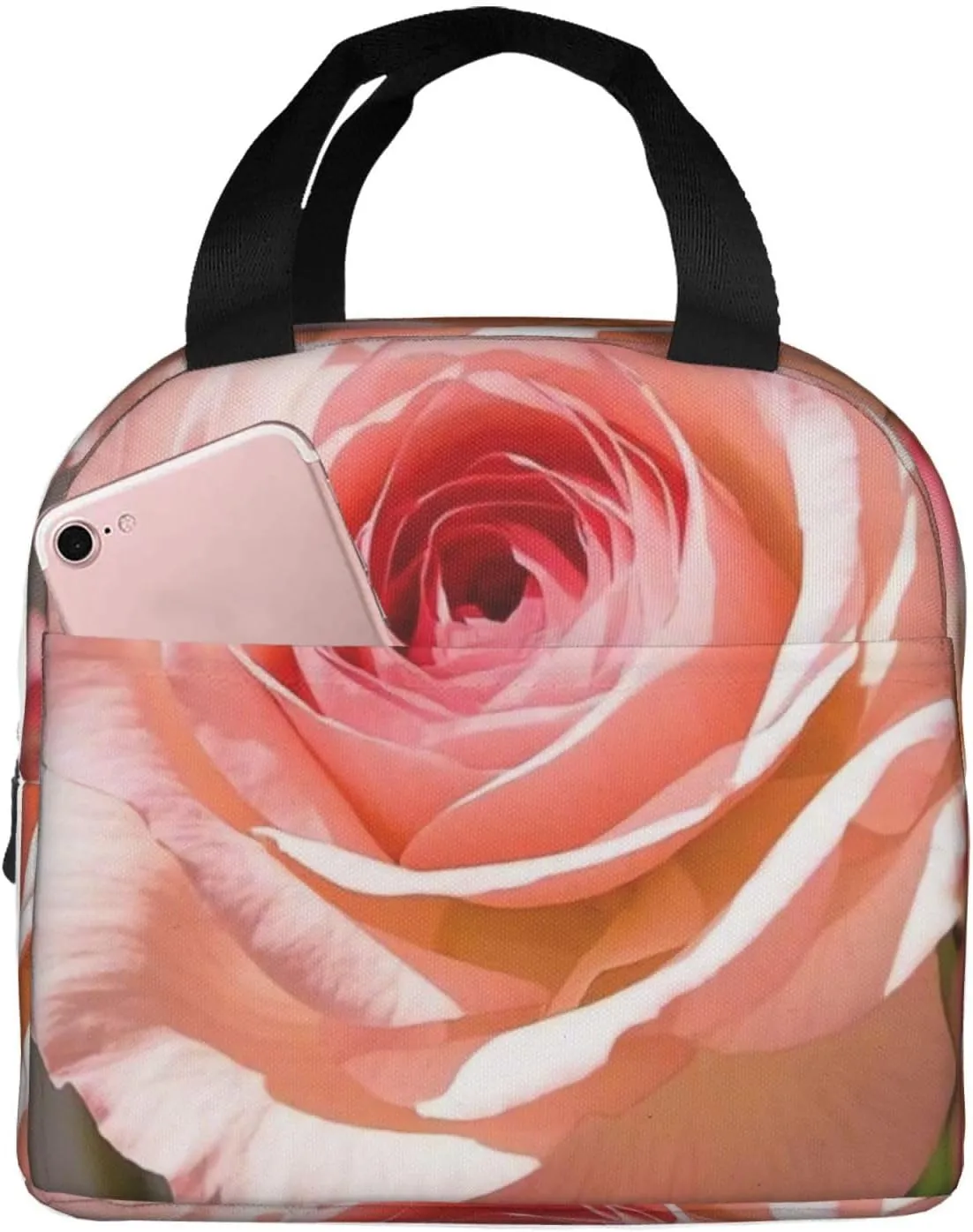 Eternal Bloom Print Lunch Bag, Durable Tote Lunch Box Bags, Reusable Insulated Lunch Bag for Work, Picnic, Travel