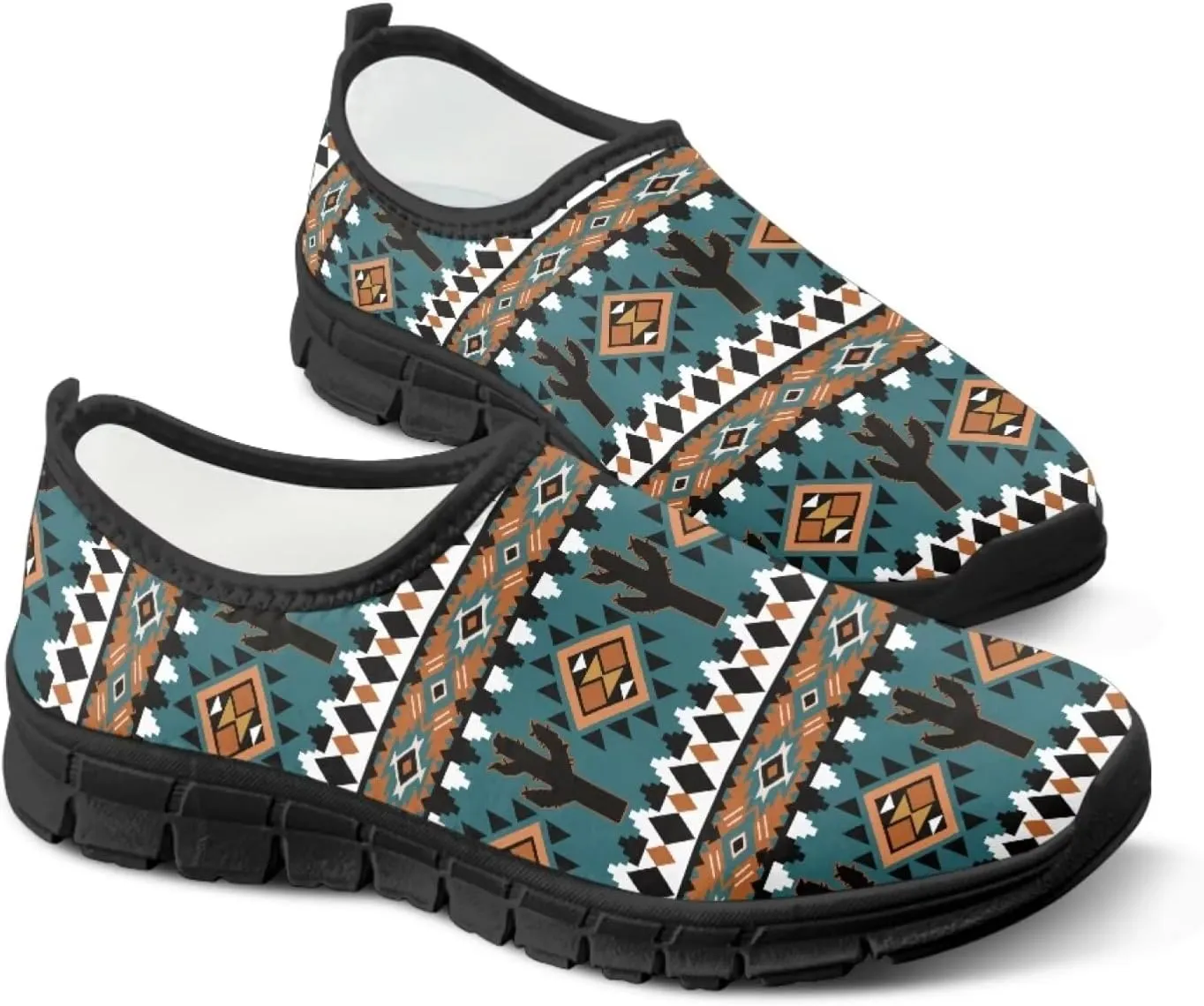 Ethnic Tribe Slip On Shoes for Men,Women Comfortable Leisure Slippers Elastic Black Outsole Walking Sneaker