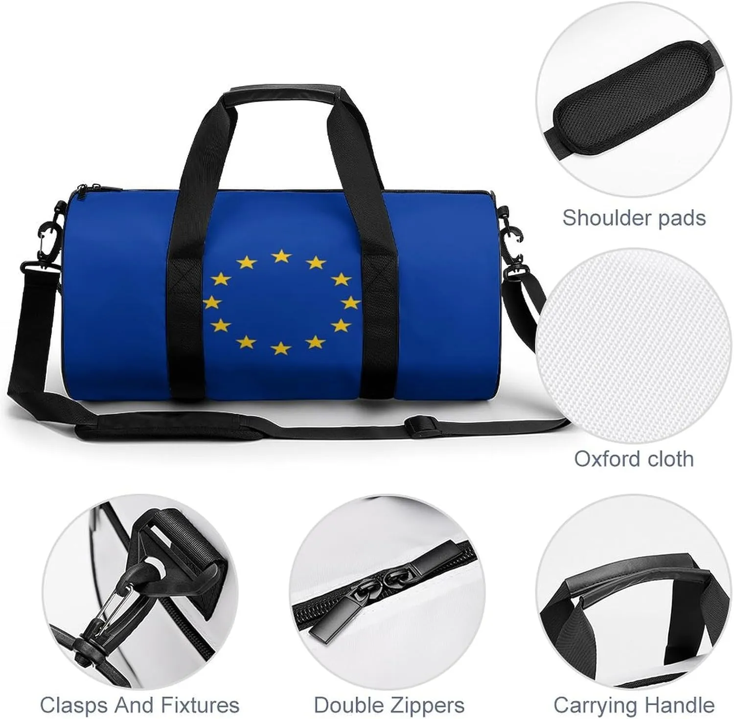 European Union Flag Waterproof Gym Bag for Travel Dry Wet Separation for Beach Yoga Weekender