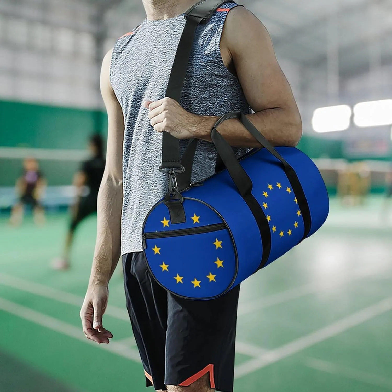 European Union Flag Waterproof Gym Bag for Travel Dry Wet Separation for Beach Yoga Weekender