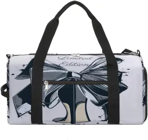 Fashion High Heel Shoe Bow Duffel Bag for Men Women with Shoe Compartment Waterproof Gym Travel