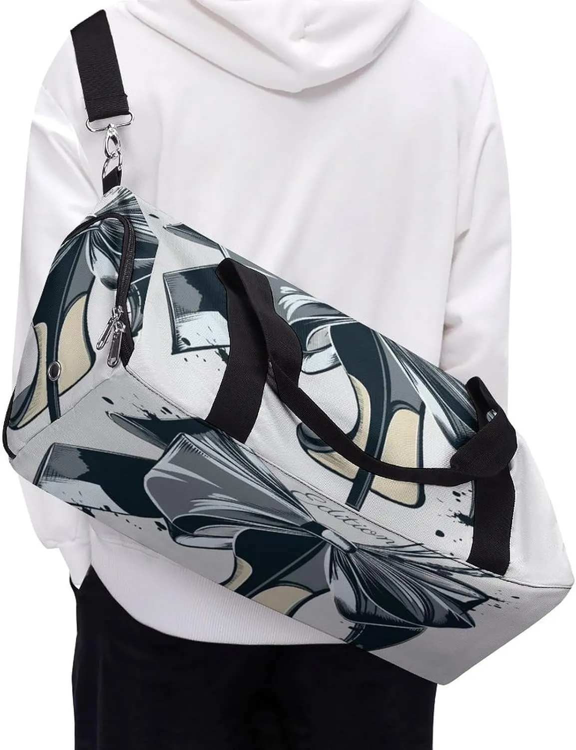 Fashion High Heel Shoe Bow Duffel Bag for Men Women with Shoe Compartment Waterproof Gym Travel