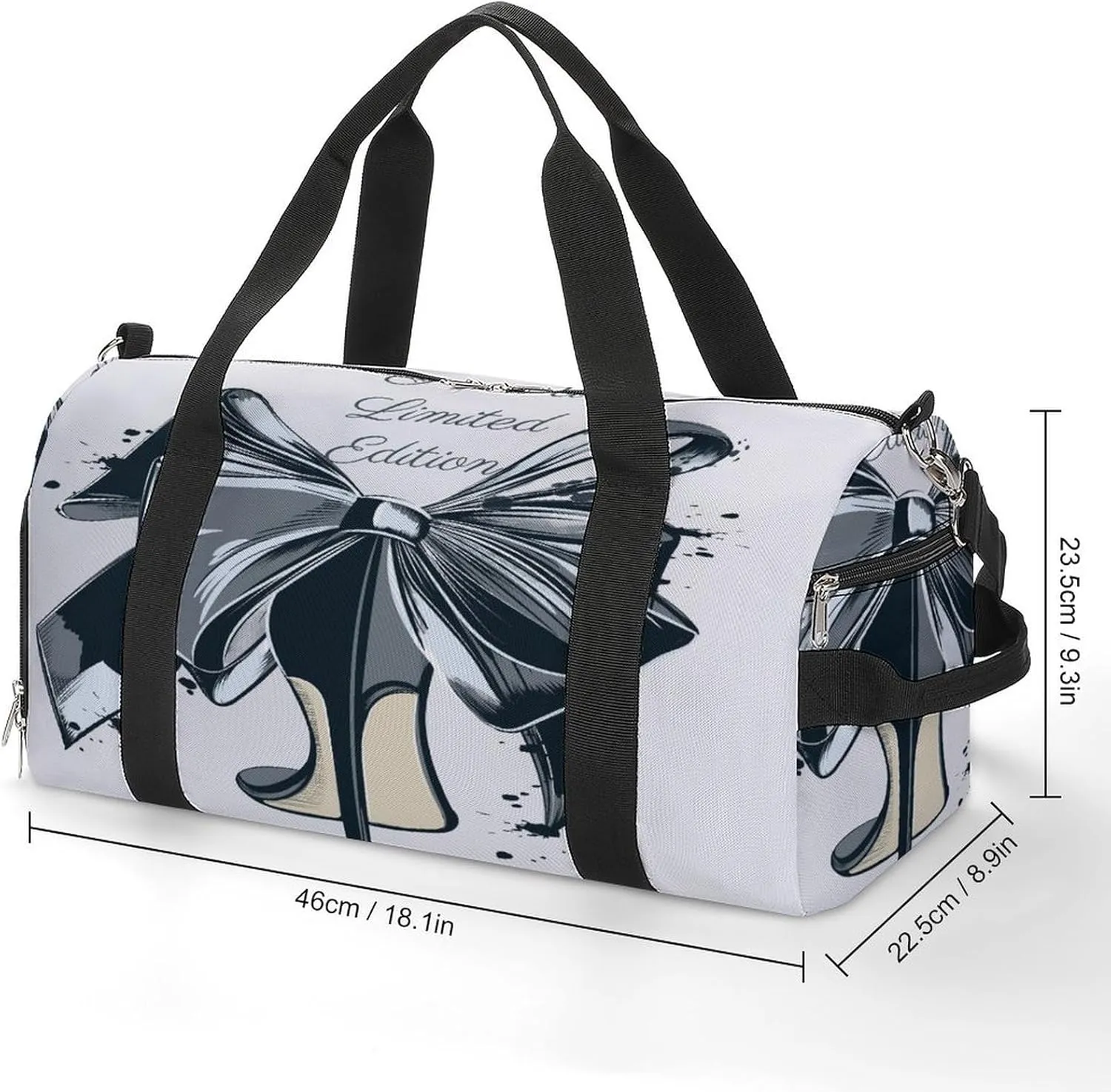 Fashion High Heel Shoe Bow Duffel Bag for Men Women with Shoe Compartment Waterproof Gym Travel