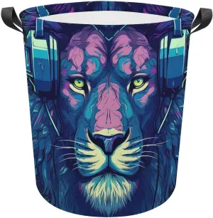 Ferocious Animal Laundry Basket, Wild Animals Collapsible Laundry Hamper, Waterproof Oxford Cloth Laundry Bag with Handles, Carnivore Clothes Toy Organizer Basket for Room, style