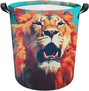Ferocious Animal Laundry Basket, Wild Animals Collapsible Laundry Hamper, Waterproof Oxford Cloth Laundry Bag with Handles, Carnivore Clothes Toy Organizer Basket for Room, style