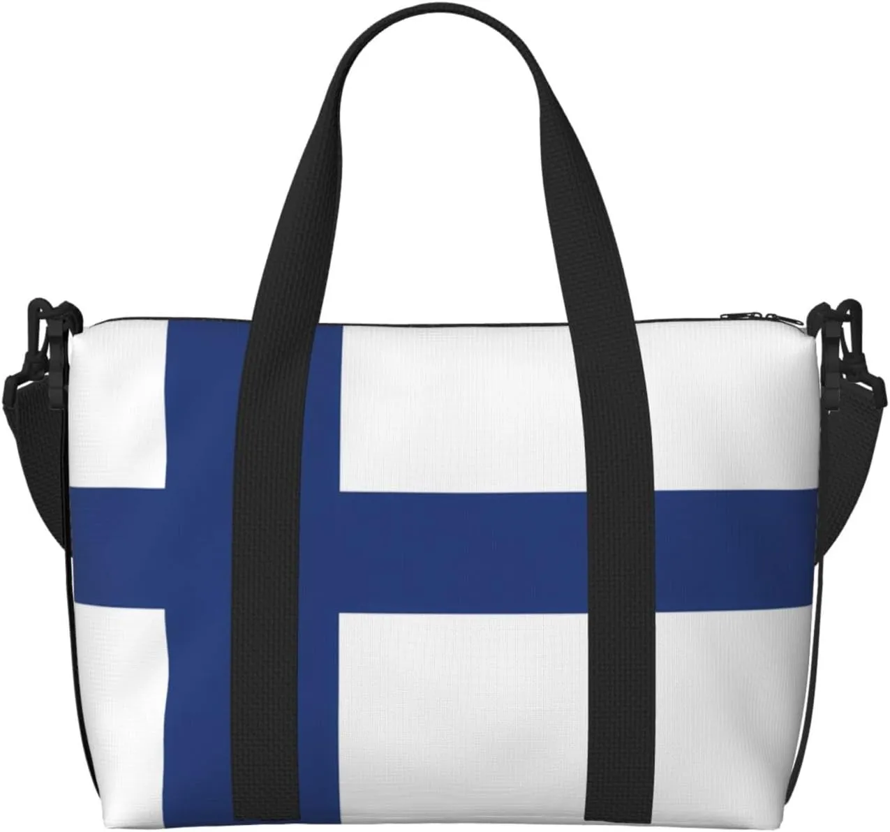 Finnish flag Hand-held messenger travel bag, suitable for work, travel, fitness, tourism, women's casual handbag with zipper,