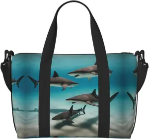 fish in the deep sea Hand-held messenger travel bag, suitable for work, travel, fitness, tourism, women's casual handbag with zipper,