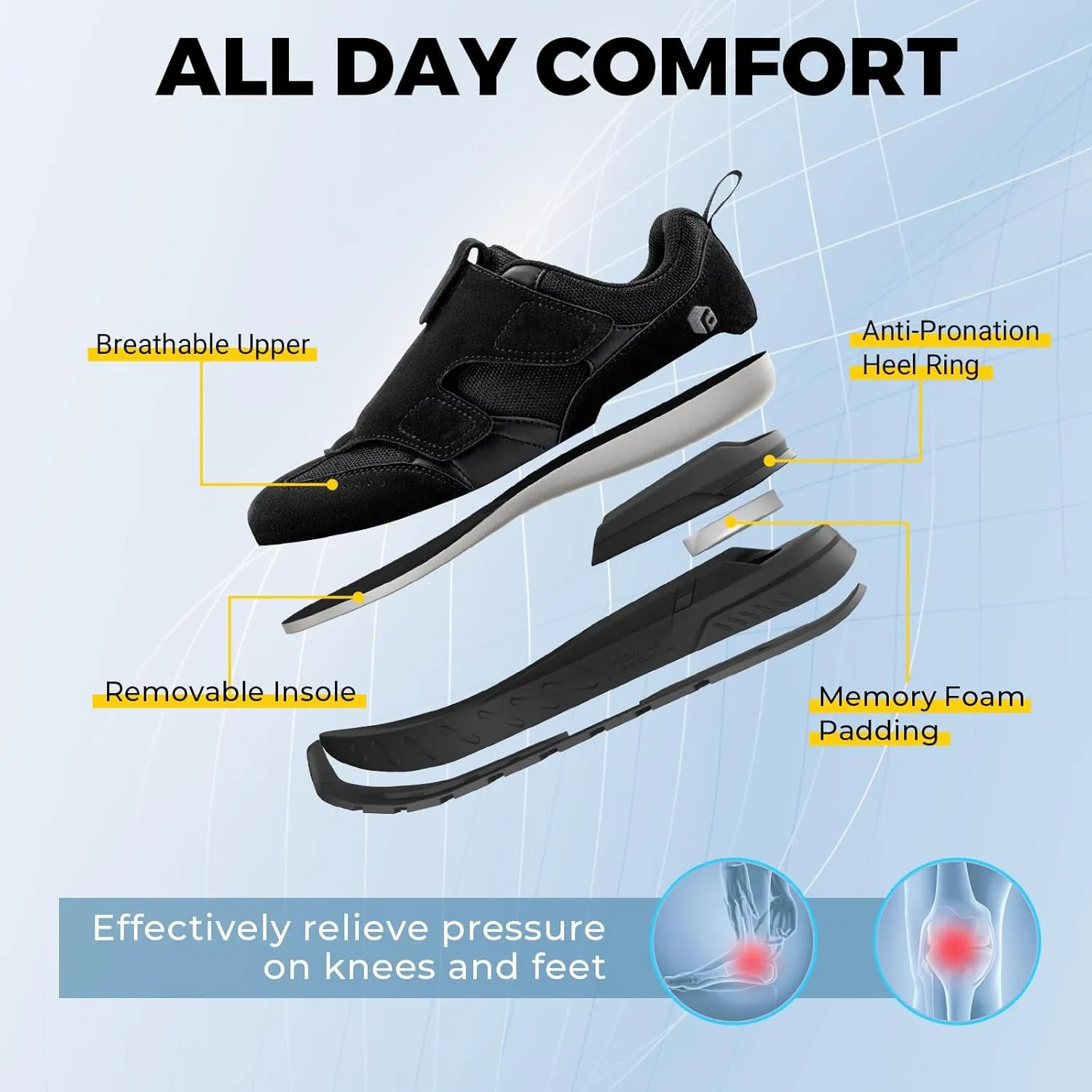 FitVille Diabetic Shoes for Women Wide Width Shoes with Strap Closure Slip-on Sneaker for Wide Feet - Rebound Core V10