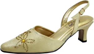 Floral Alma Women's Wide Width Open Shank Dress Slingback Shoes