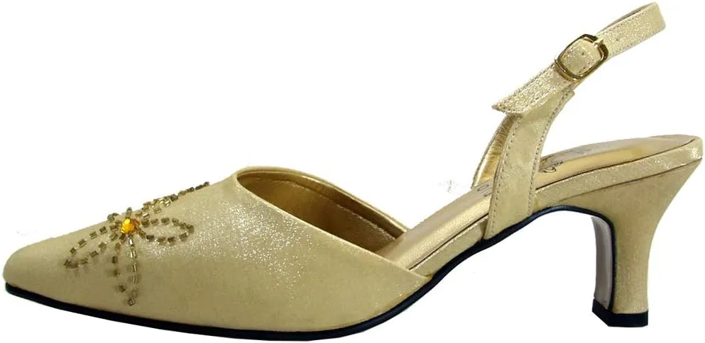 Floral Alma Women's Wide Width Open Shank Dress Slingback Shoes