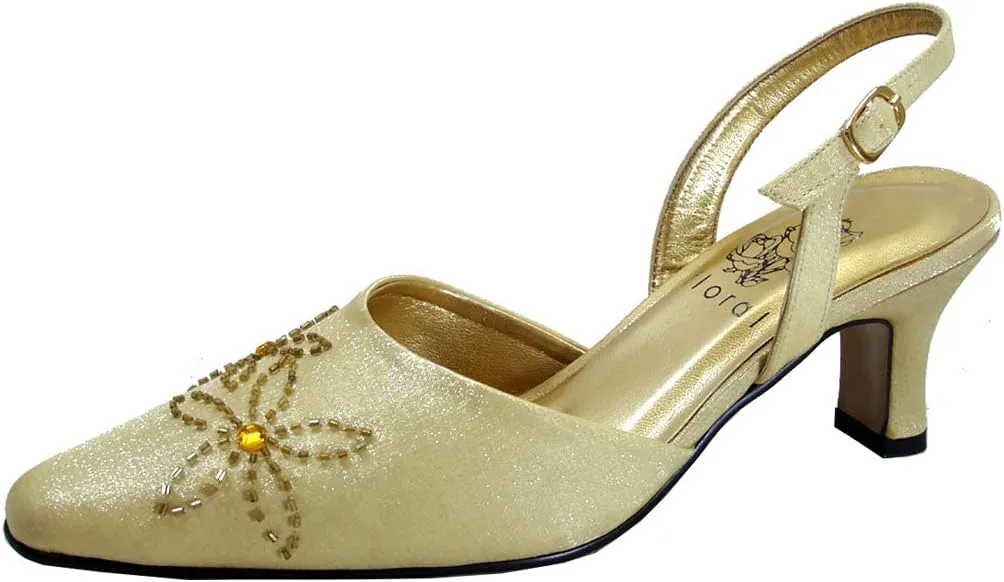 Floral Alma Women's Wide Width Open Shank Dress Slingback Shoes