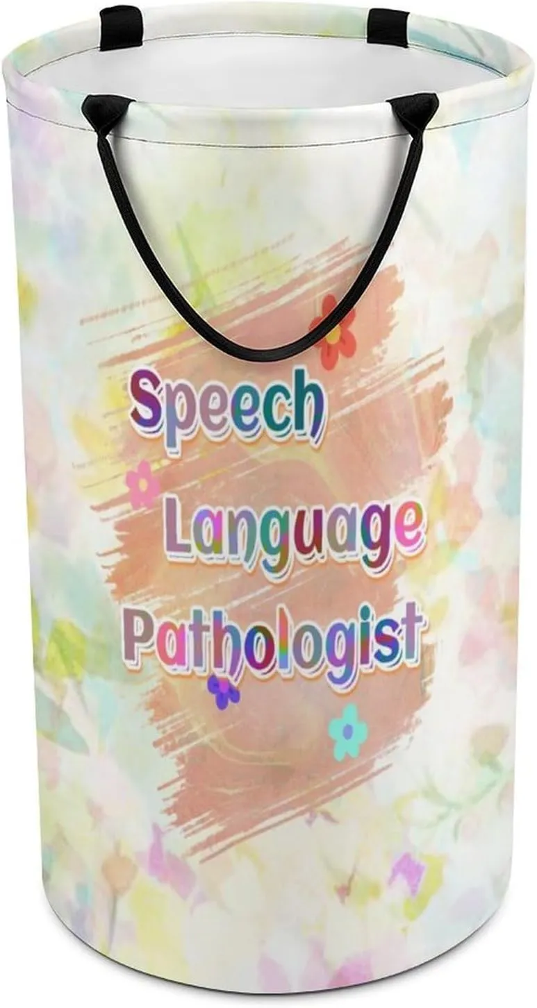 Flower Texture Speech Language Pathologist Large Laundry Basket Laundry Hamper Bag Washing Bin Collapsible with Handles Travel Bathroom