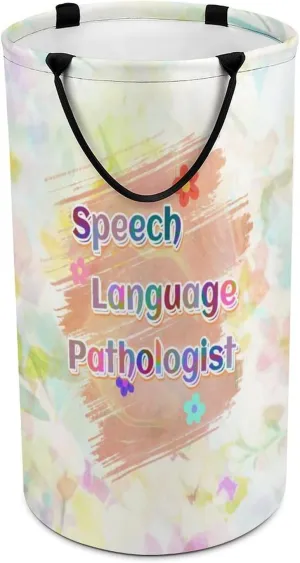 Flower Texture Speech Language Pathologist Large Laundry Basket Laundry Hamper Bag Washing Bin Collapsible with Handles Travel Bathroom