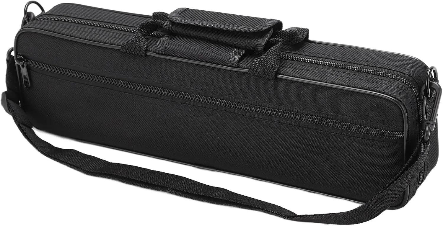 Flute Case, Black Oxford Cloth 16 Holes Flute Cover, Double Zipper Design Universal Cloth Box Waterproof Flute Storage Bag, 39.5 X 12 X 7cm