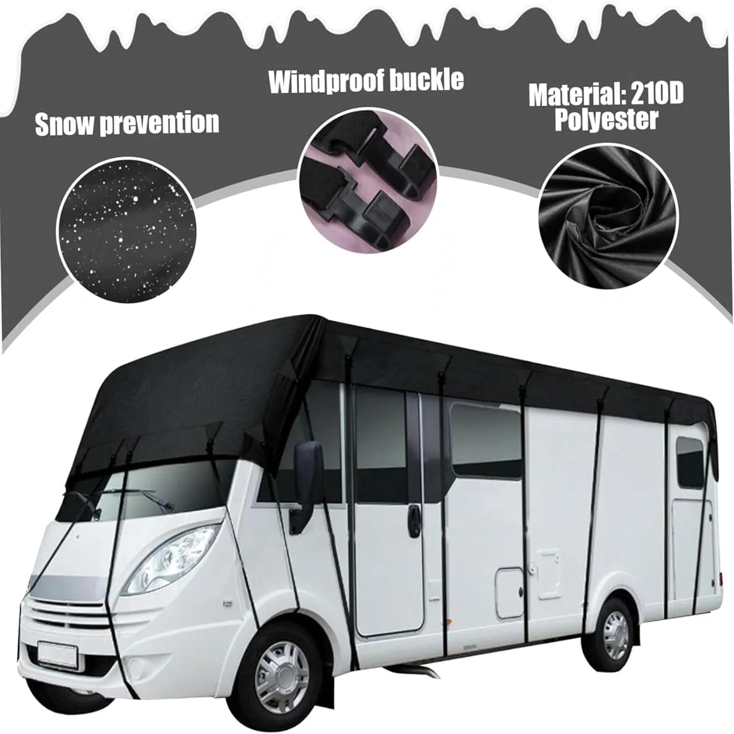 Foldable 210D Oxford Travel Trailer Cover - Easy to Clean, UV Protection, Black - 5m x 3m