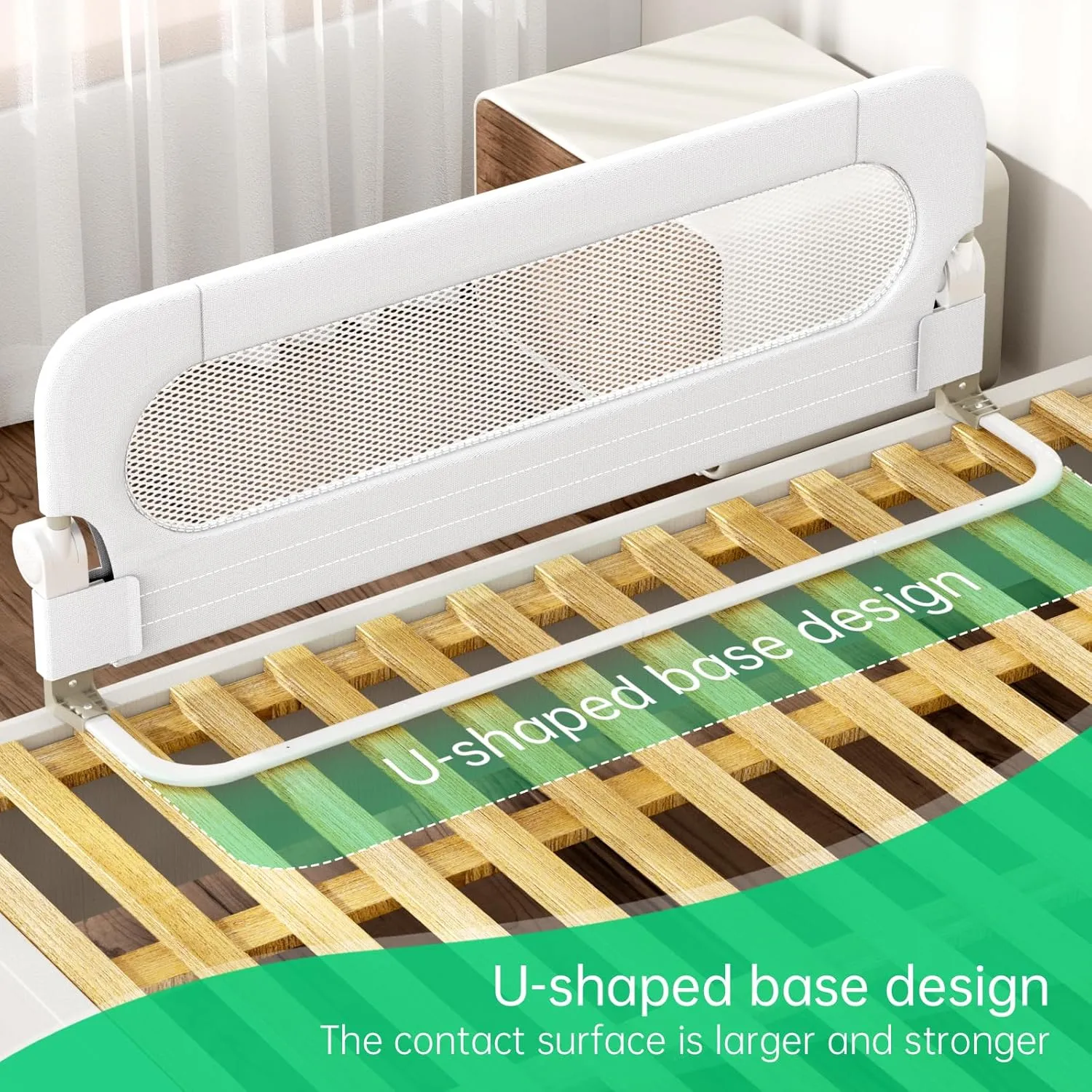 Folding Bed Rail for Toddlers,Safety Baby Bed Rail Guard,Kid Bed Rail with Reinforced Anchor Safety System,Bed Rail for Baby Fit Bunk,Full Size,Queen,King,Twin(White,71"x23.6")