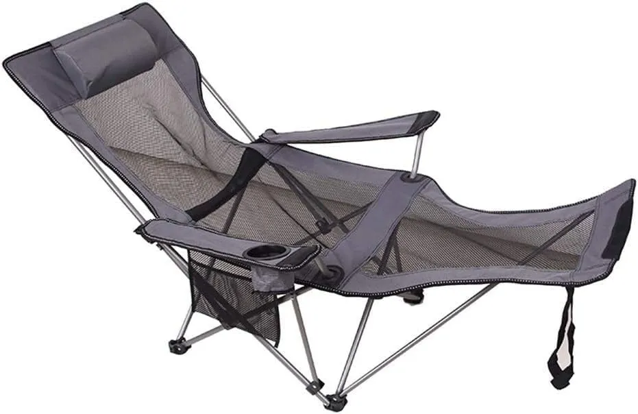 Folding Camping Chair Portable Backpack Fishing Chair Leisure Stool Beach Leisure Chair Sports Chair(Color:Gray Mesh)