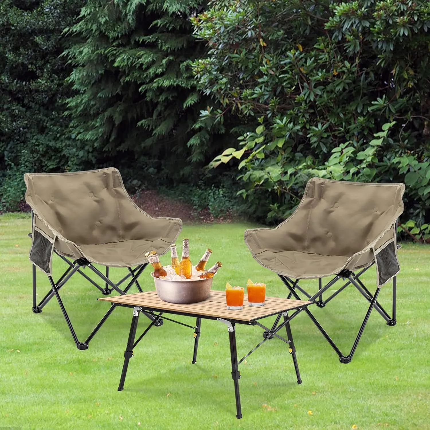 Folding Camping Chair, Portable Club Lawn Chairs High Back Padded Sturdy Steel Outdoor Lightweight Chair, for Camp Travel Picnic Hiking Fishing Beach Chair.