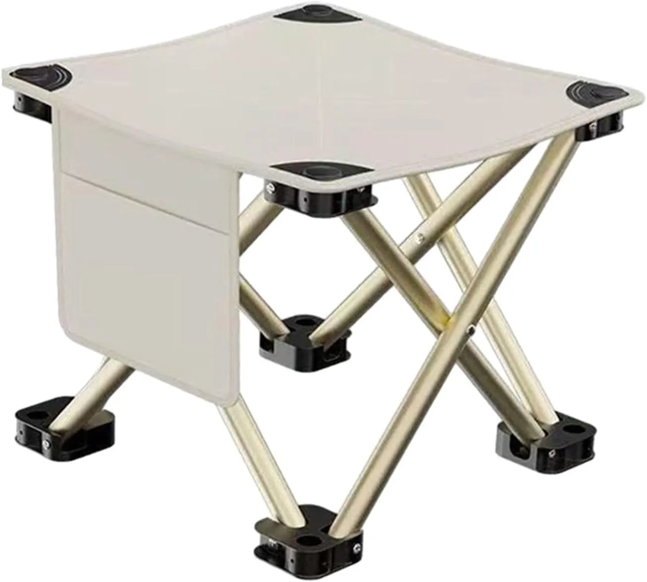 Folding Camping Stool Footstool Multipurpose Sturdy Portable Mini Foldable Chair for Outdoor Barbecue Beach Travel Hiking, White, 33cmx33cmx32cm
