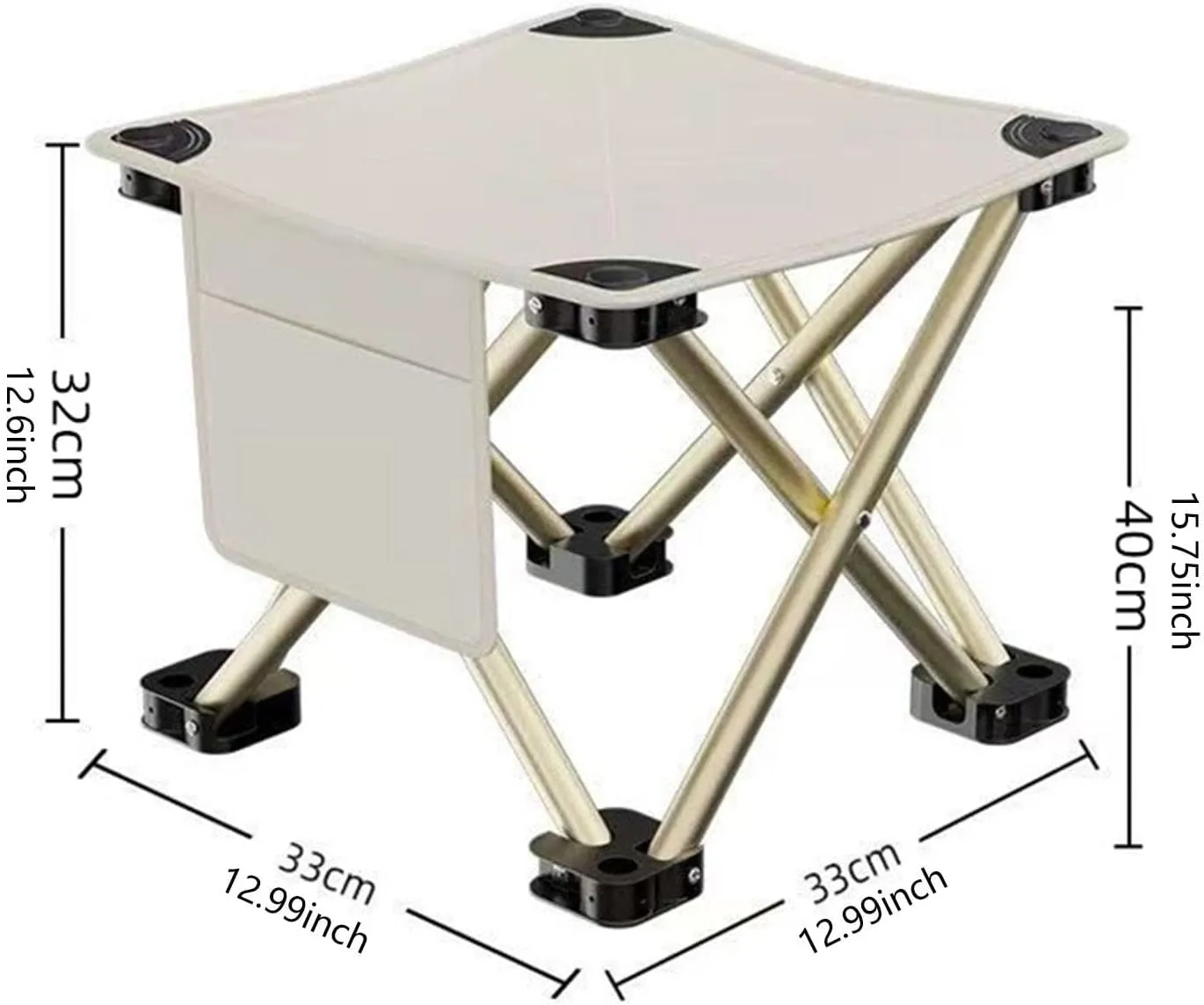 Folding Camping Stool Footstool Multipurpose Sturdy Portable Mini Foldable Chair for Outdoor Barbecue Beach Travel Hiking, White, 33cmx33cmx32cm