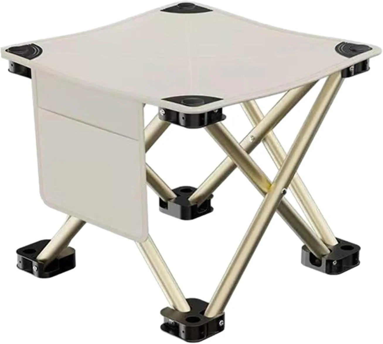 Folding Camping Stool Footstool Multipurpose Sturdy Portable Mini Foldable Chair for Outdoor Barbecue Beach Travel Hiking, White, 33cmx33cmx32cm