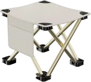Folding Camping Stool Footstool Multipurpose Sturdy Portable Mini Foldable Chair for Outdoor Barbecue Beach Travel Hiking, White, 33cmx33cmx32cm