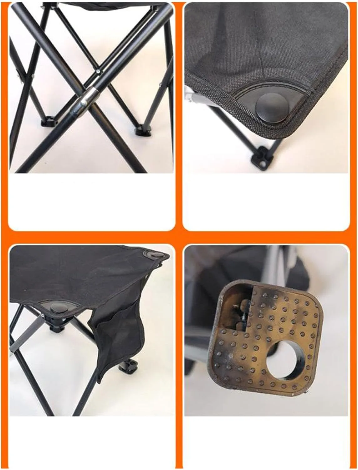 Folding Camping Stool Footstool Sturdy Lightweight Portable Small Foldable Chair for Barbecue Camping Fishing Outdoor Garden, Black, 33cmx33cmx32cm