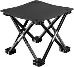 Folding Camping Stool Footstool Sturdy Lightweight Portable Small Foldable Chair for Barbecue Camping Fishing Outdoor Garden, Black, 33cmx33cmx32cm