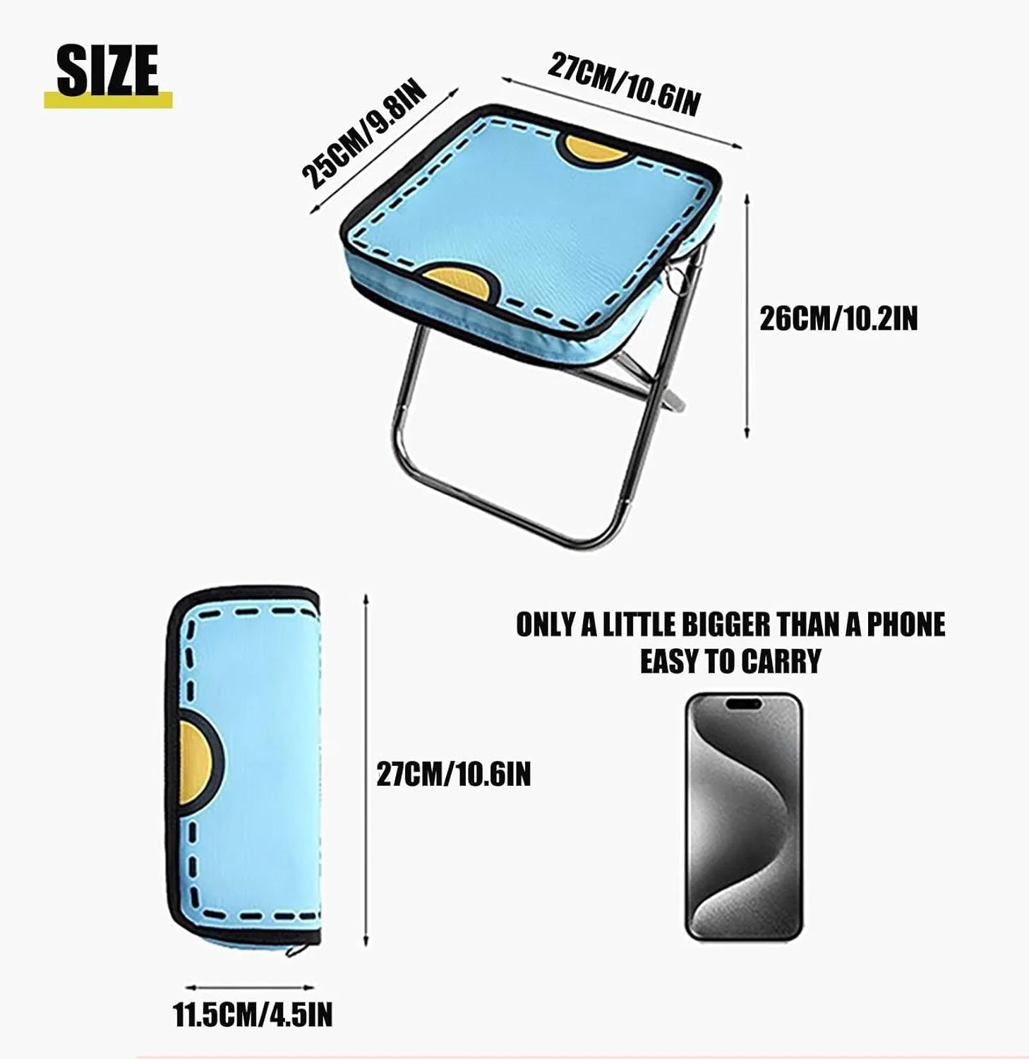 Folding Stool,Portable Pocket Handbag Stool Aluminum Alloy Camping Stool Hold Up to 220lb Easy to Carry, for Camping,Hiking,Fishing,Queue