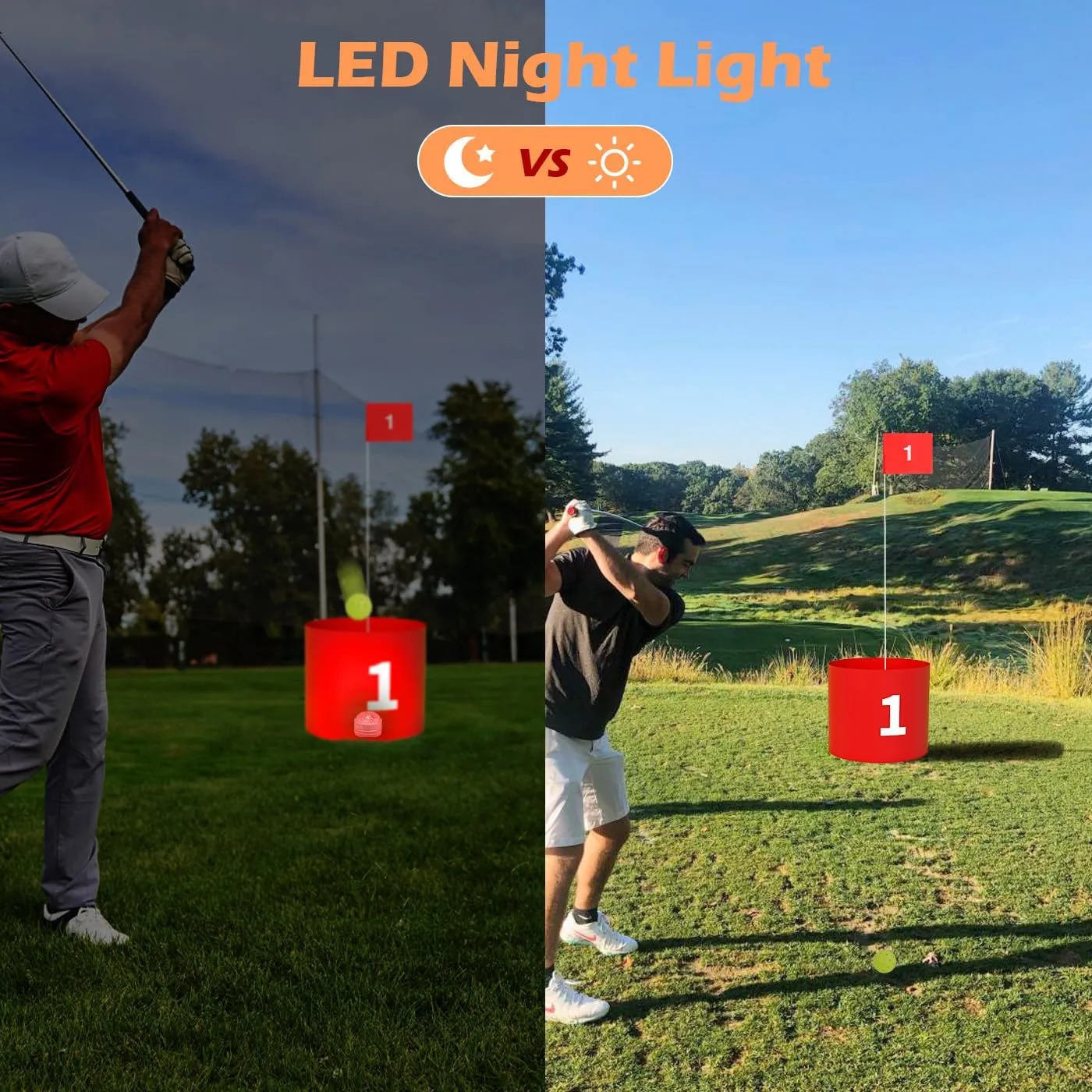 FOOING Golf Game, Golf Yard Games with LED Light, Portable 6 Hole Set Golf Simulators for Home Adults Kids Lawn, Beach, Yard, Camping
