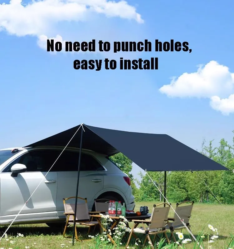 for Peugeot 106/107/108/206/207/208/306/307/308 Camping Tarpaulin Car Awning Waterproof Hammock Rainproof Sunshade Rainproof Awning Outdoor,C Blue-S