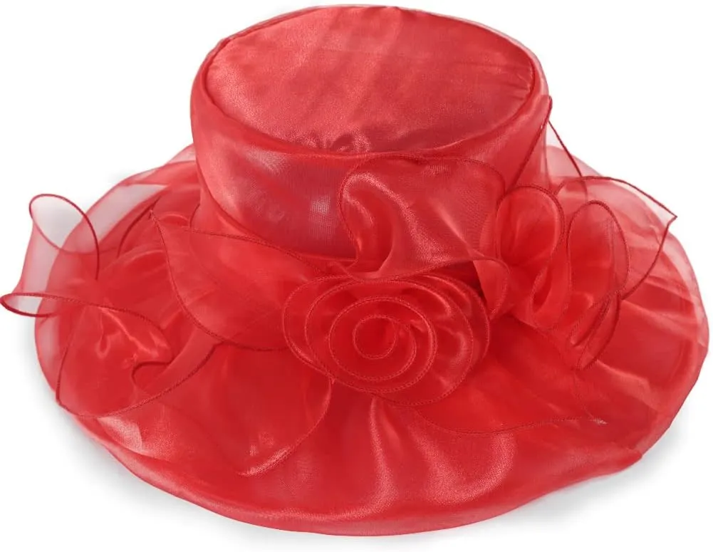 FORBUSITE Derby Church Dress Hat for Women Fascinator Bridal Tea Party Wedding Hat Wide Brim