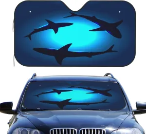 Foruidea Peaceful Floating Swimming Sharks Under The Blue Ocean Sea Car Windshield Sun Shade Auto Sunshade for Car Truck SUV-Blocks Rays Sun Visor Protector-Keeps Your Vehicle Cool (51.2 X 27.5 Inch)