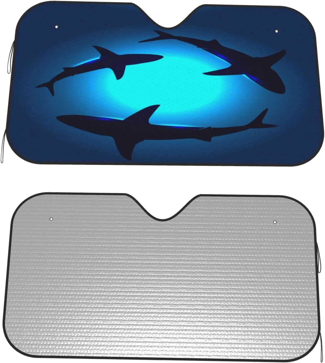 Foruidea Peaceful Floating Swimming Sharks Under The Blue Ocean Sea Car Windshield Sun Shade Auto Sunshade for Car Truck SUV-Blocks Rays Sun Visor Protector-Keeps Your Vehicle Cool (51.2 X 27.5 Inch)