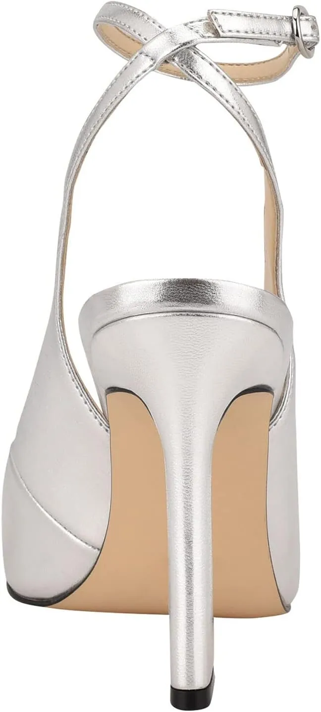 FOWT Women’s Ankle Buckle Straps Slingback Pumps High Stiletto Heels Gradient Color Pump for Girls Pointed Toe Sandals of Satin Office Dress Female Shoes 4-16 US
