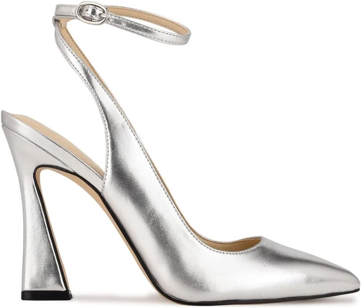 FOWT Women’s Ankle Buckle Straps Slingback Pumps High Stiletto Heels Gradient Color Pump for Girls Pointed Toe Sandals of Satin Office Dress Female Shoes 4-16 US